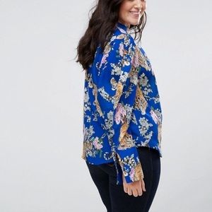 Asos blue tiger print exaggerated sleeve top 16